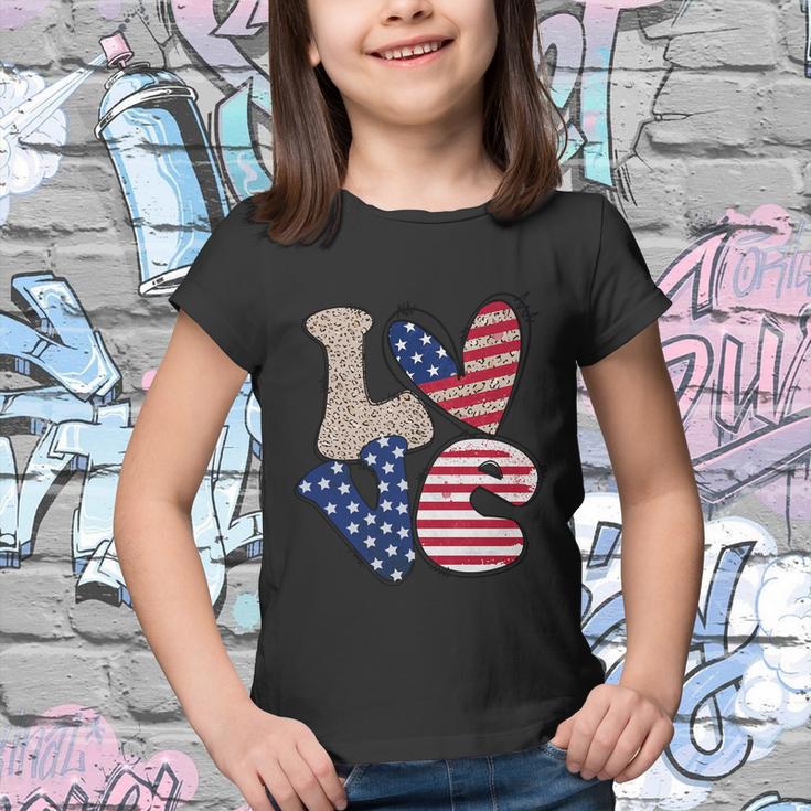 Love America Cute Funny 4Th Of July Independence Day Plus Size Graphic Youth T-shirt