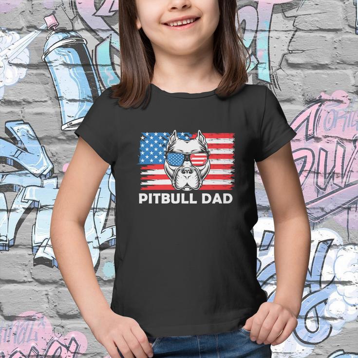 Pitbull Dad American Flag For 4Th Of July Youth T-shirt