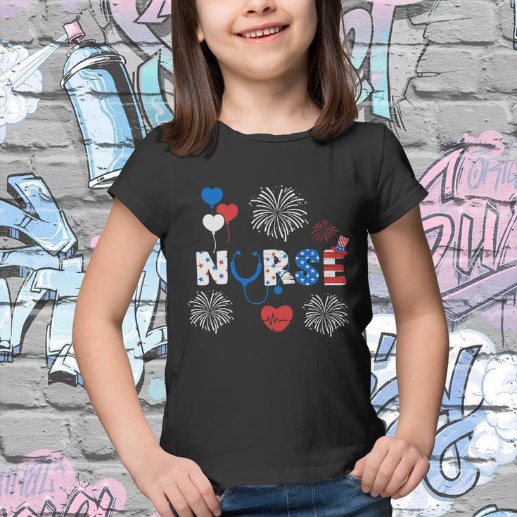 Pride Nurse Usa Flag Stethoscope 4Th Of July Plus Size Graphic Shirt For Women Youth T-shirt