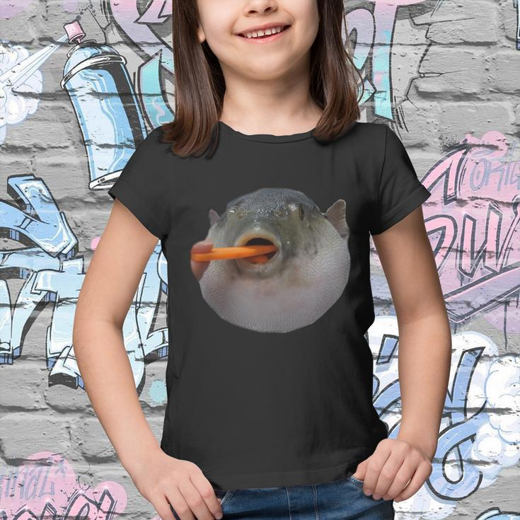 Pufferfish Eating A Carrot Meme Funny Blowfish Dank Memes Gift Youth T-shirt