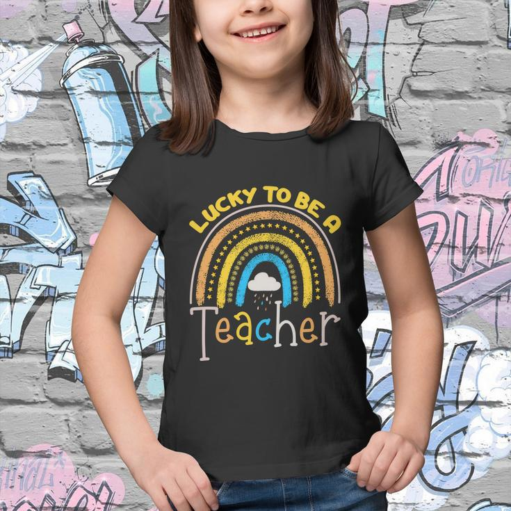 Rainbow Lucky To Be A Teacher Funny Back To School Youth T-shirt