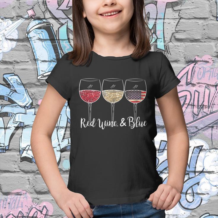 Red Wine & Blue 4Th Of July Wine Red White Blue Wine Glasses V3 Youth T-shirt