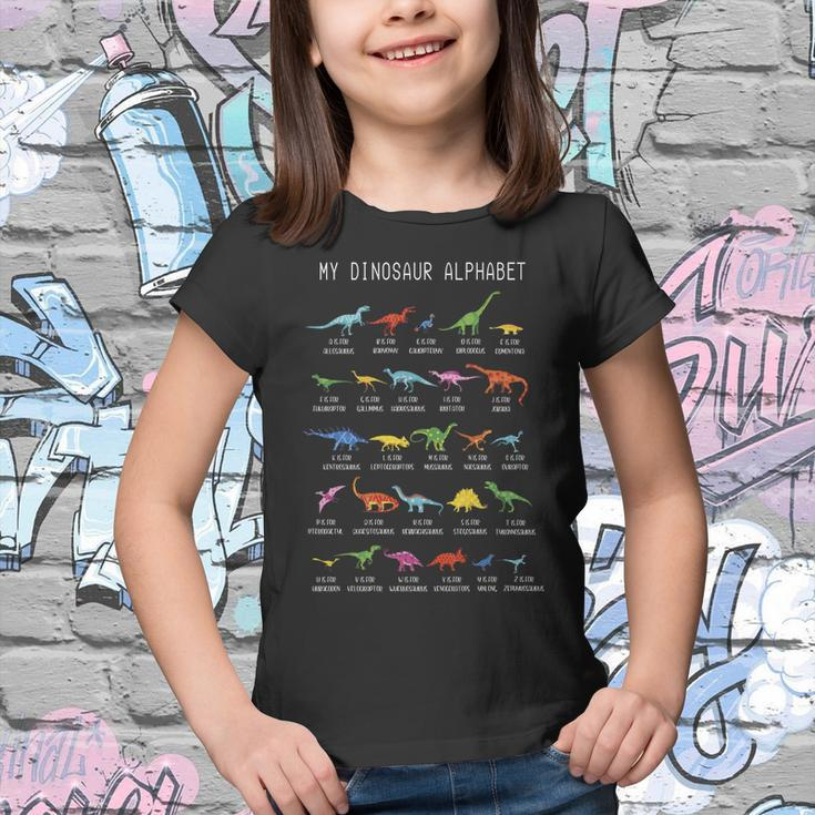 Types Of Dinosaurs Alphabet Dino Identification Youth T-shirt