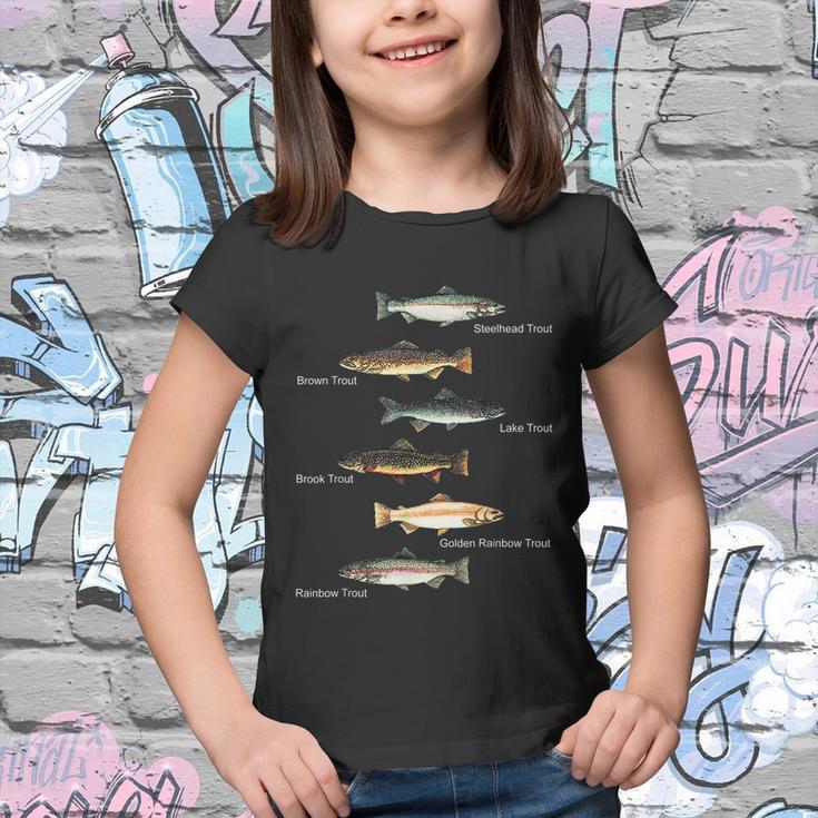 Types Of Trout Fish Species Collection Fishing Youth T-shirt