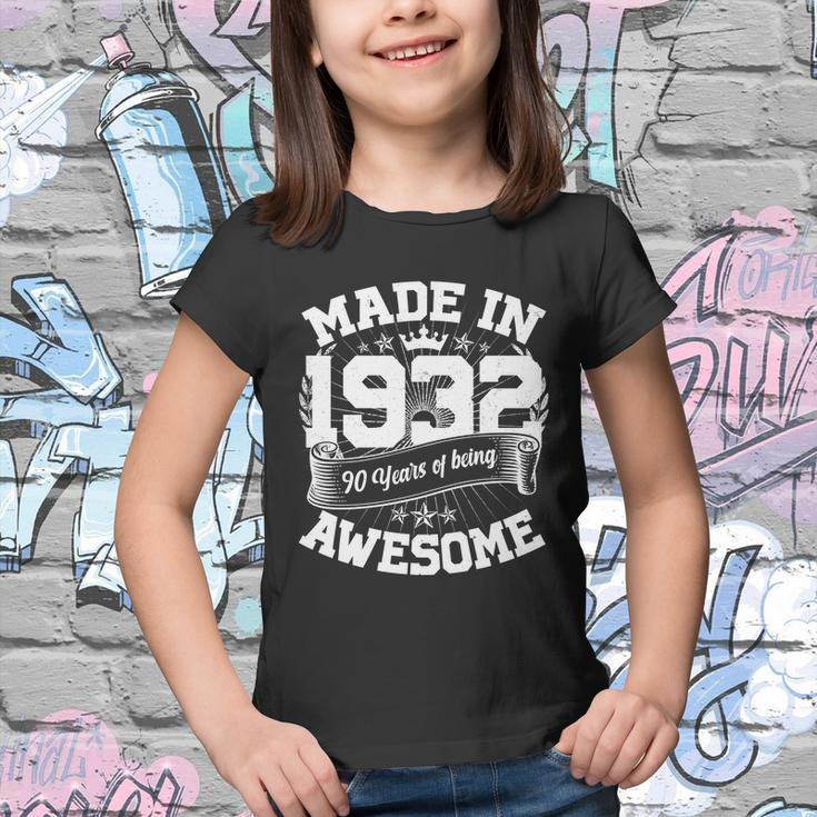 Vintage Crown Made In 1932 90 Years Of Being Awesome 90Th Birthday Youth T-shirt