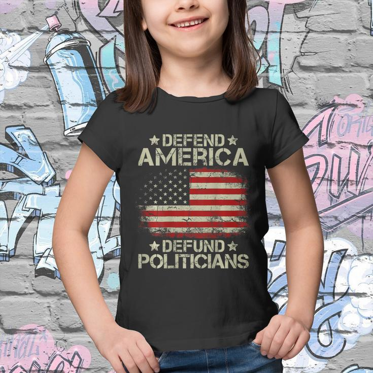 Vintage Usa Flag Defend America Defund Politicians Youth T-shirt