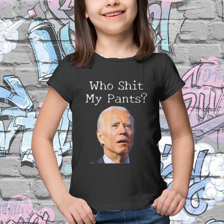 Who Shit My Pants Funny Anti Joe Biden Youth T-shirt