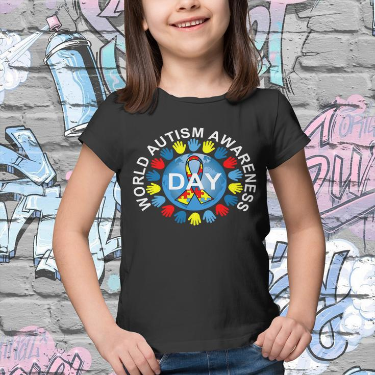 World Autism Awareness Day Earth Puzzle Ribbon Tshirt Youth T-shirt