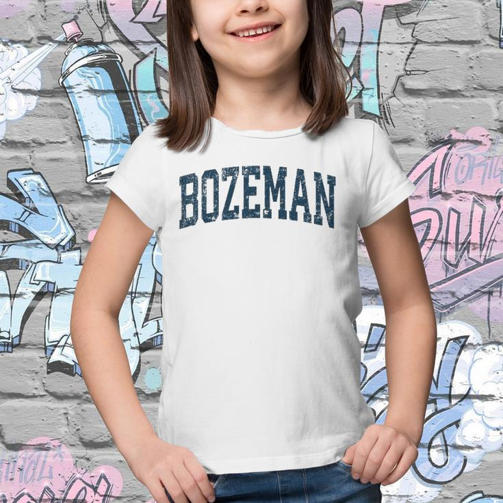 Bozeman Montana Mt Vintage Athletic Sports Navy Design Youth T-shirt