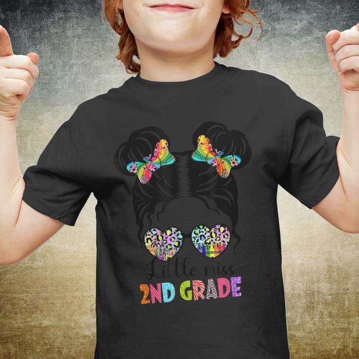 Little Miss 2Nd Grade Messy Bun Leopard Back To School  V2 Youth T-shirt