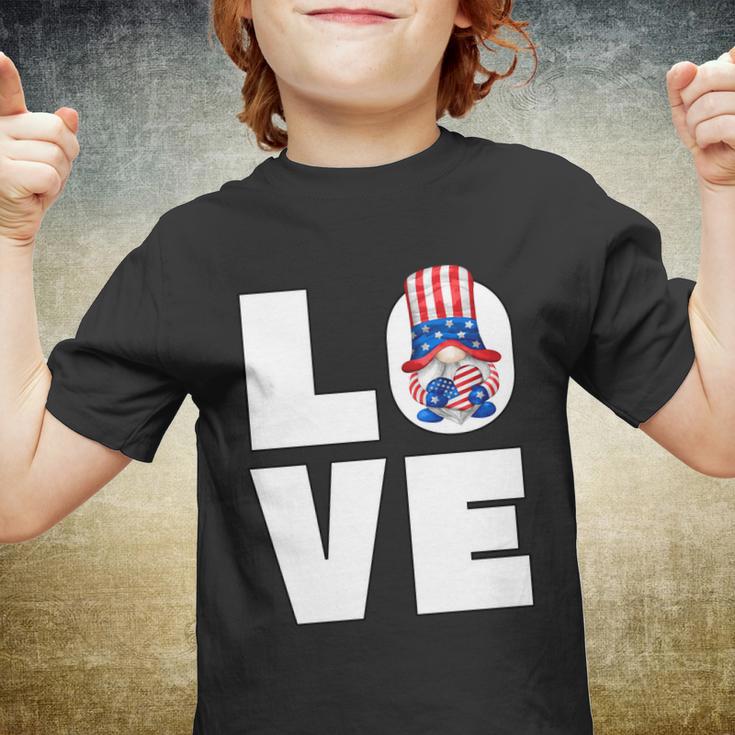 4Th Of July Gnome For Women Patriotic American Flag Heart Gift Youth T-shirt