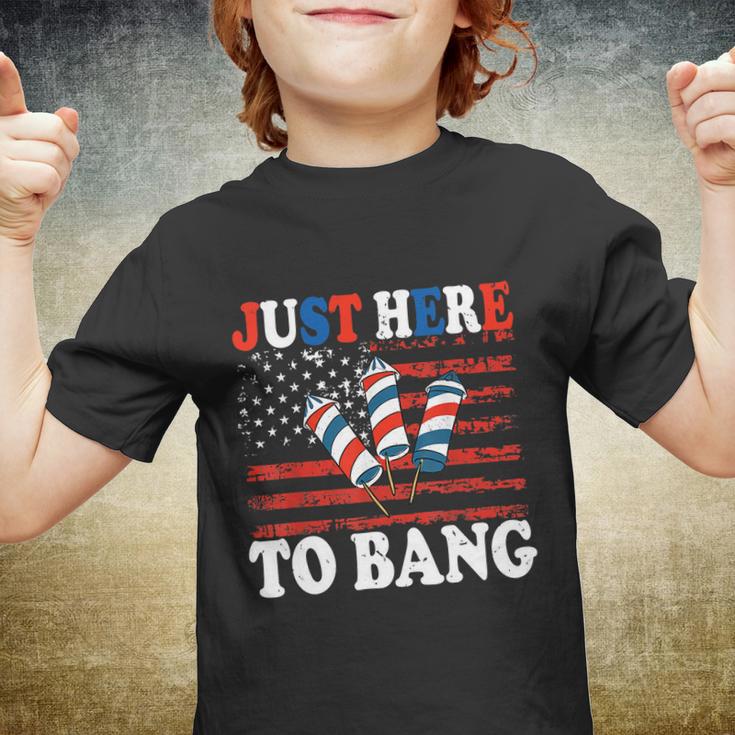 4Th Of July Im Just Here To Bang Fireworks America Flag Youth T-shirt