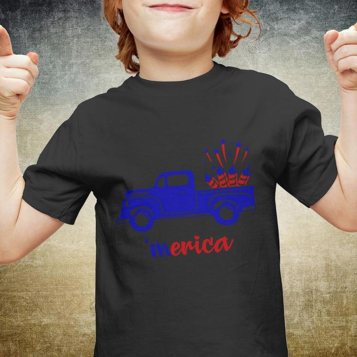 4Th Of July Meria Truck Fireworks Freedom Youth T-shirt