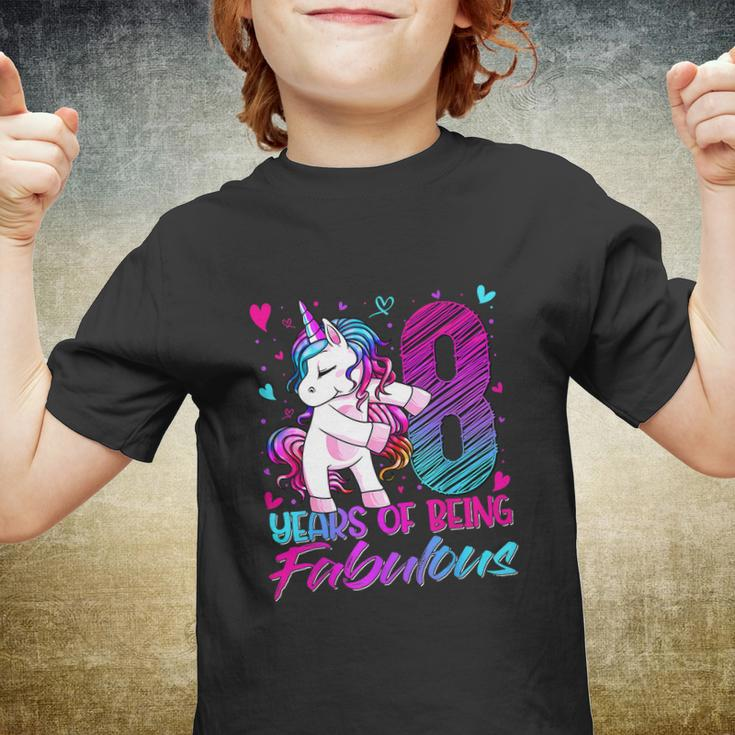 8Th Birthday 8 Year Old Girl Flossing Funny Unicorn Party Youth T-shirt