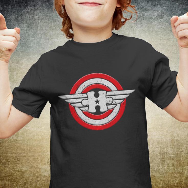 Autism Awareness Superhero Shield Crest Tshirt Youth T-shirt