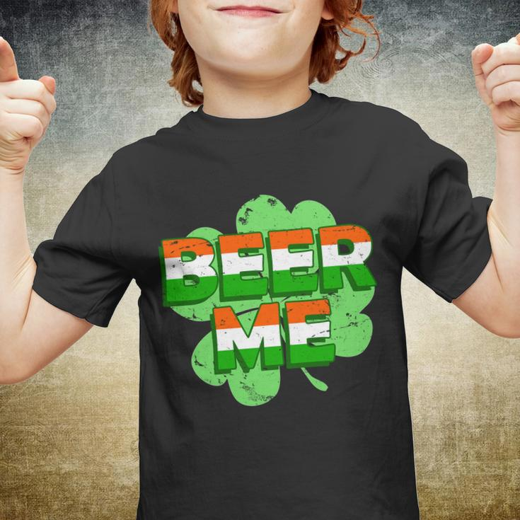 Beer Me St Patricks Day Irish Flag Clover Youth T-shirt