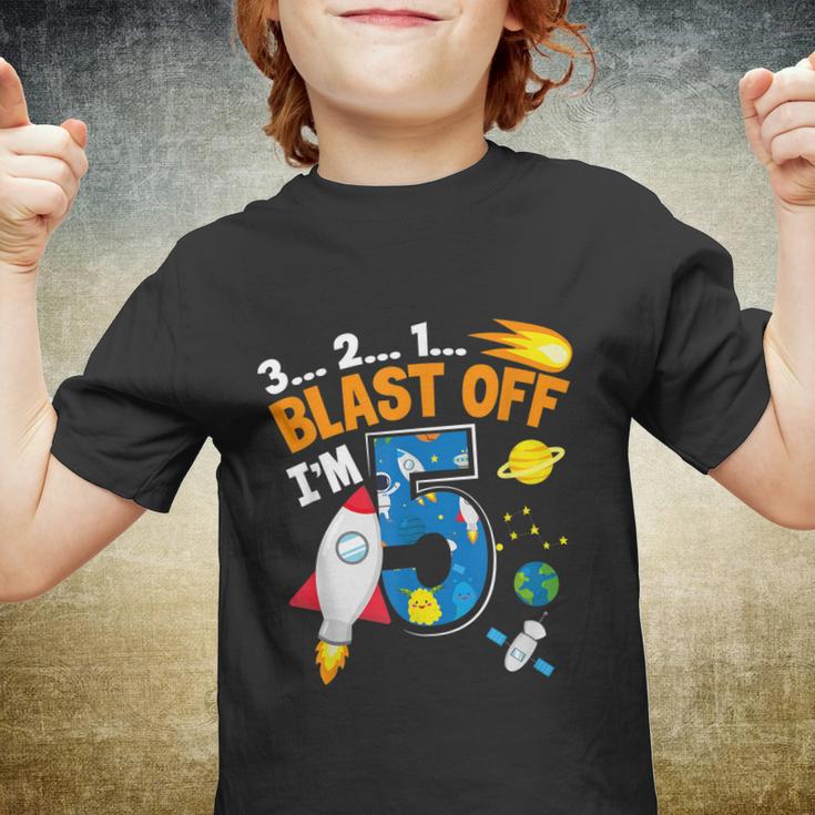 Blast Off Im 5 Funny Astronaut 5Th Birthday Space Costume Youth T-shirt