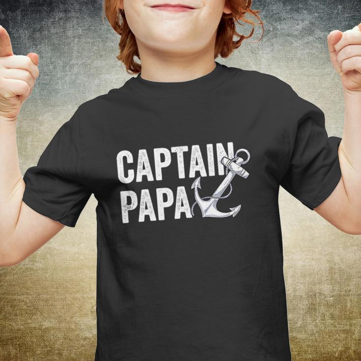 Captain Papa Pontoon Lake Sailor Fuuny Fishing Boating Youth T-shirt