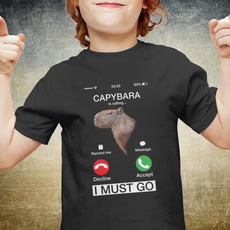 Capybara Is Calling Funny Capibara Rodent Animal Lover Humor Cute Gift Youth T-shirt