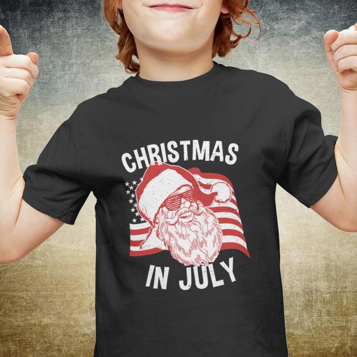 Christmas In July Retro Hipster Funny Santa 4Th Of July Youth T-shirt