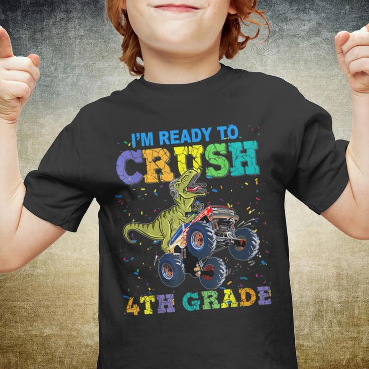 Crush 4Th Grade Dinosaur Monster Truck Back To School Boys Youth T-shirt