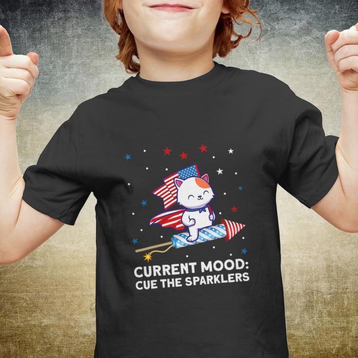 Current Mood Cue The Sparklers 4Th Of July Youth T-shirt