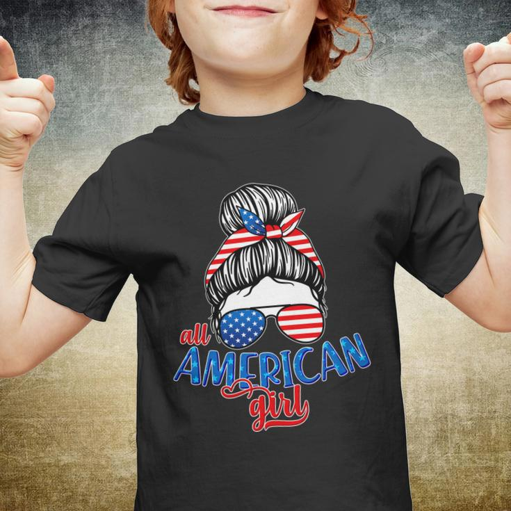 Cute All American Girl Usa Flag Youth T-shirt