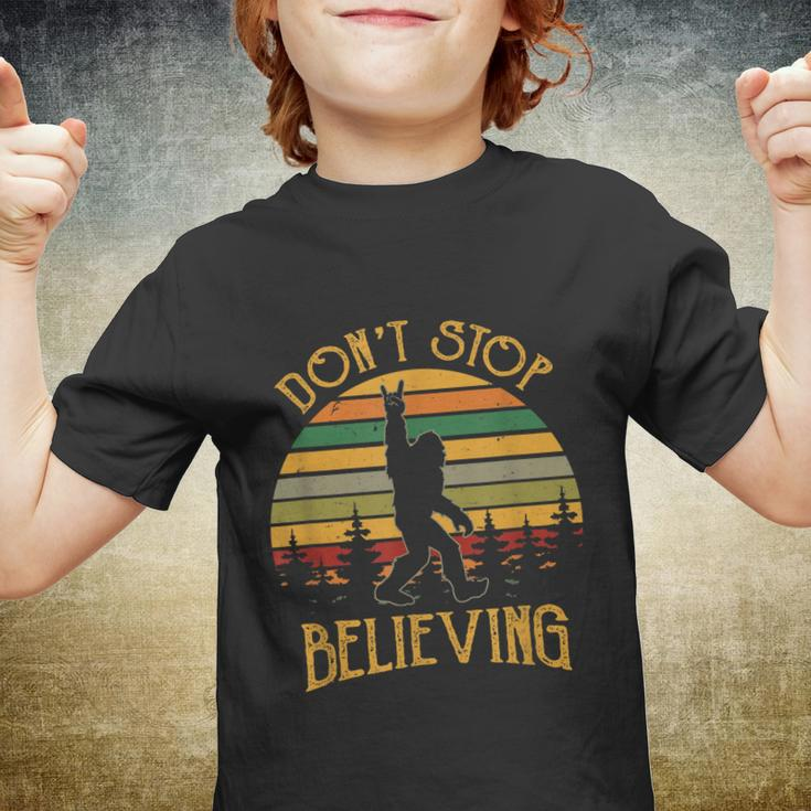 Dont Stop Believing Bigfoot Rock And Roll Retro Sasquatch Youth T-shirt