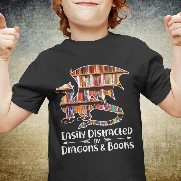 Easily Distracted By Dragons And Books V2 Youth T-shirt