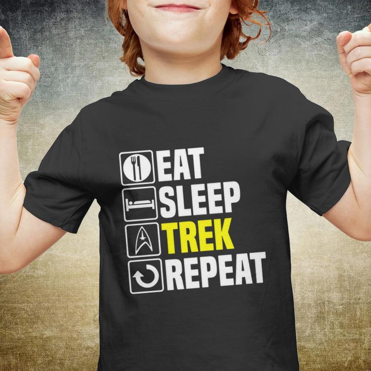 Eat Sleep Trek RepeatShirt Funny Star Fathers Day Dad Picard Birthday Gift Youth T-shirt