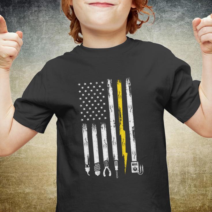 Electrician American Flag Usa Youth T-shirt