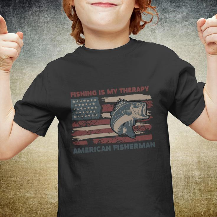 Fishing Is My Therapy American Fisherman Youth T-shirt