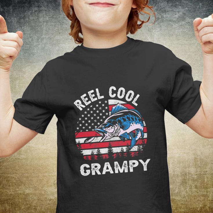 Flag Vintage Reel Cool Grampy Fishing For 4Th Of July Youth T-shirt