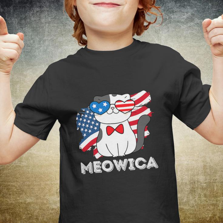 Funny 4Th Of July Great American Flag Cute Cat Youth T-shirt