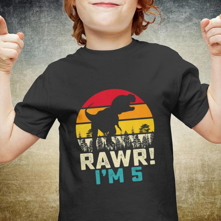 Funny 5 Year Old Boys 5Th Birthday DinosaurRex Rawr Im Youth T-shirt