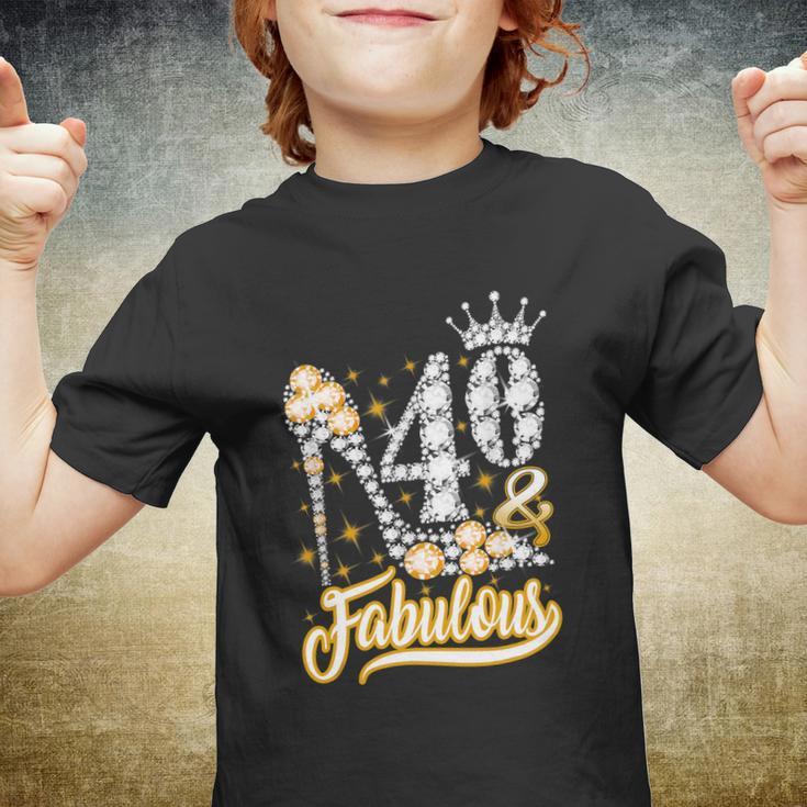 Funny Gift 40 Fabulous 40 Years Gift 40Th Birthday Diamond Crown Shoes Gift Youth T-shirt