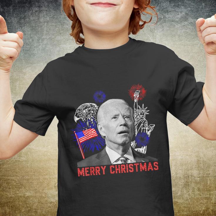 Funny Joe Biden Happy Christmas In July Usa Flag V2 Youth T-shirt