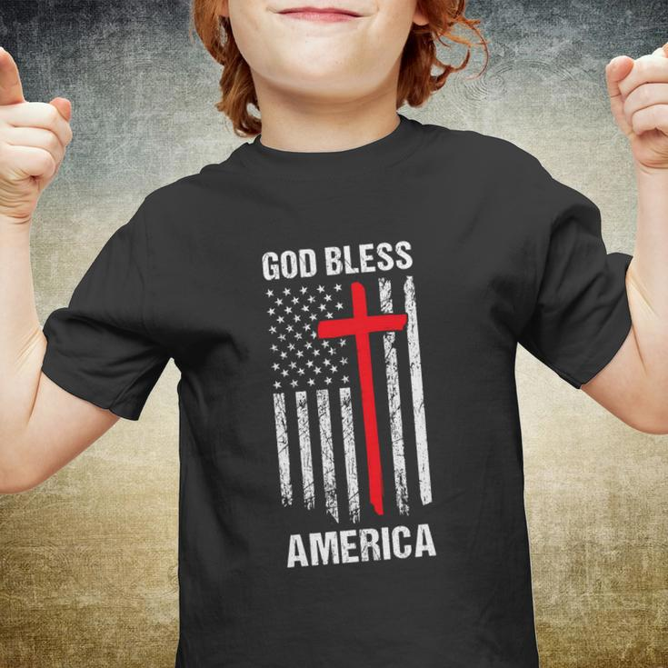 God Bless America Fourth Of July Christian Patriot Usa Flag Funny Gift Youth T-shirt