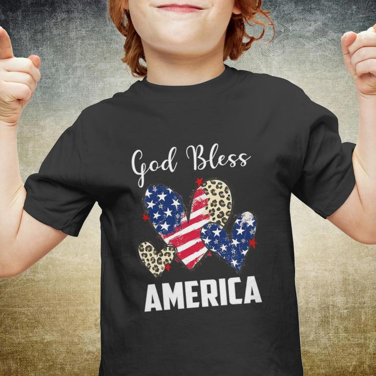 God Bless America Leopard Christian 4Th Of July Youth T-shirt