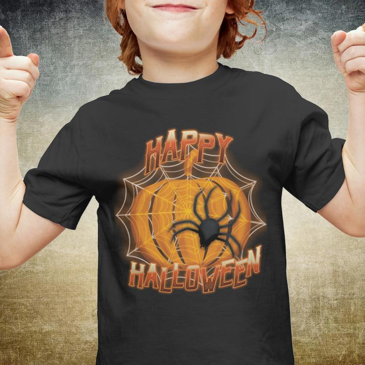 Happy Halloween Spiderweb Pumpkin Youth T-shirt