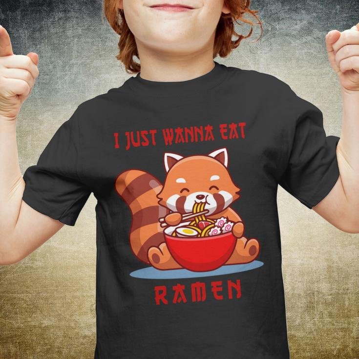 I Just Wanna Eat Ramen Cute Red Panda Youth T-shirt