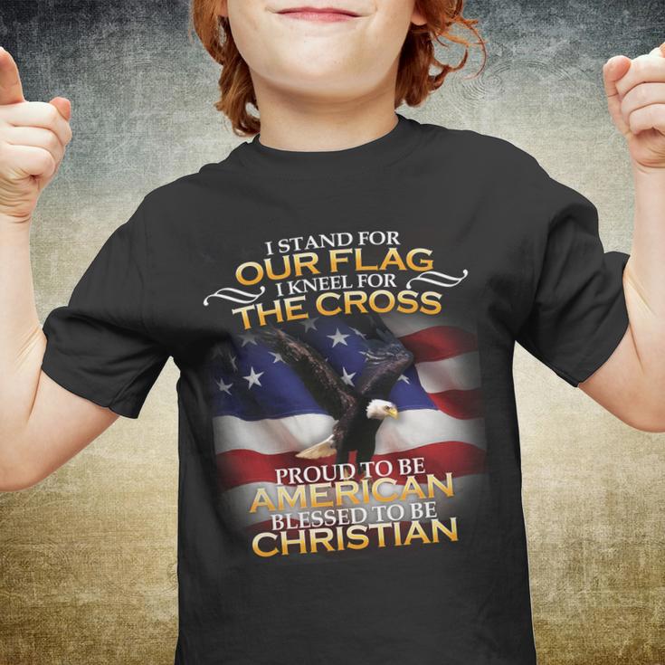 I Stand For Our Flag Kneel For The Cross Proud American Christian Youth T-shirt