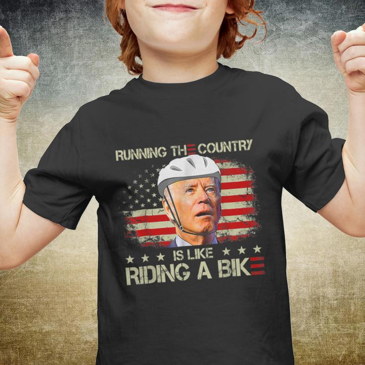Joe Biden Falling Off Bike Running The Country Is Like Riding A Bike V2 Youth T-shirt