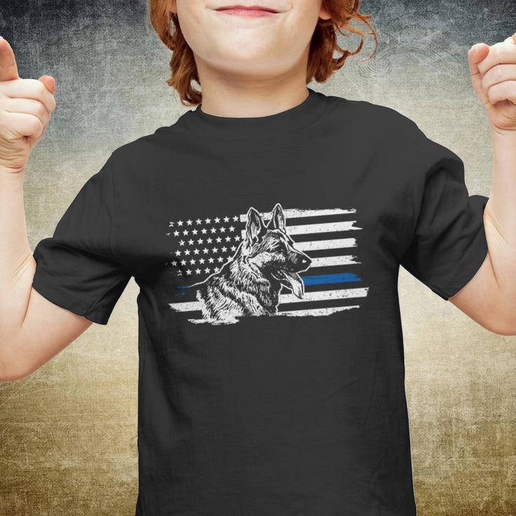 Kfunny Gift9 Unit German Shepherd Dog Thin Blue Line Patriotic Police Gift Youth T-shirt