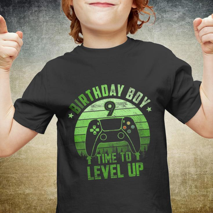 Kids 9Th Birthday Boy Time To Level Up 9 Years Old Boys Cool Gift Youth T-shirt