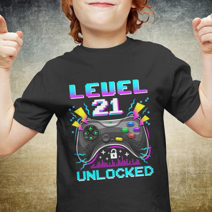 Level 21 Unlocked 21St Birthday Video Game Gift Birthday Gaming Youth T-shirt