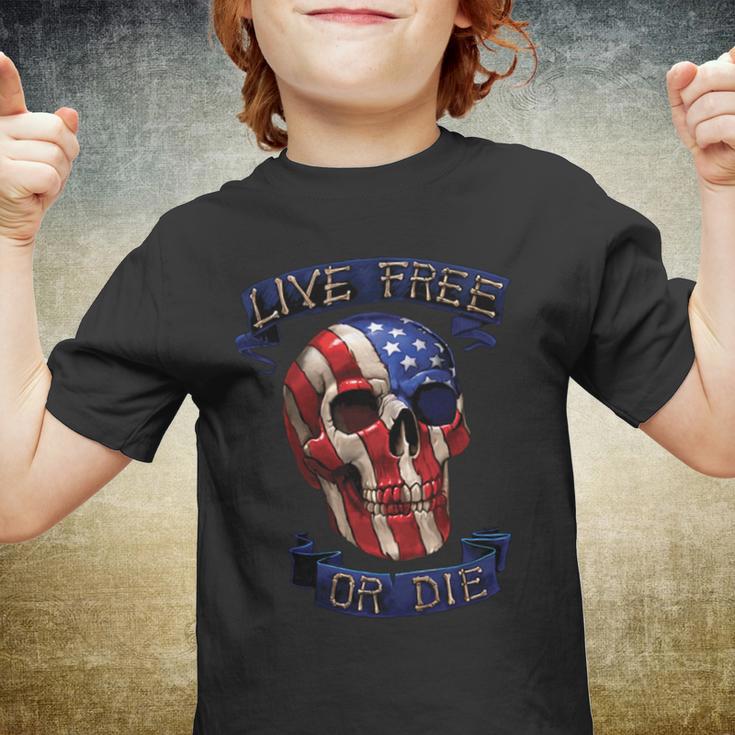 Live Free Or Die Patriot Skull Usa Pride Tshirt Youth T-shirt