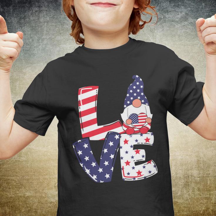 Love American Gnome 4Th Of July Independence Day Flag Graphic Plus Size Shirt Youth T-shirt