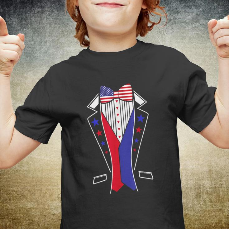 Mens 4Th Of July Tuxedo Costume Bow Tie American Flag Usa Youth T-shirt