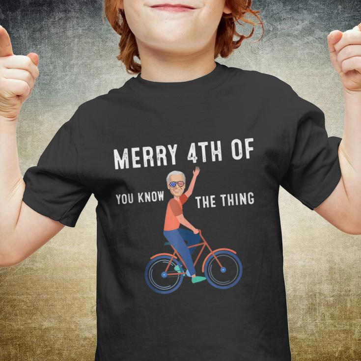 Merry 4Th Of July Biden Bike Bicycle Falls Off Anti Biden V9 Youth T-shirt